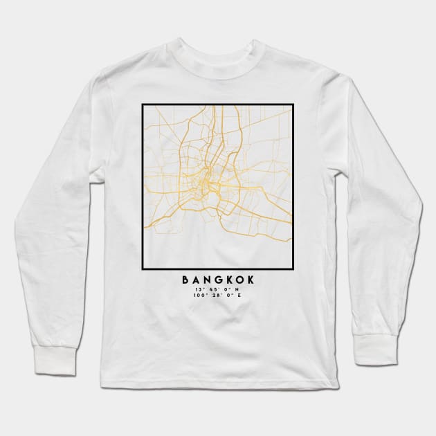 BANGKOK THAILAND CITY STREET MAP ART Long Sleeve T-Shirt by deificusArt